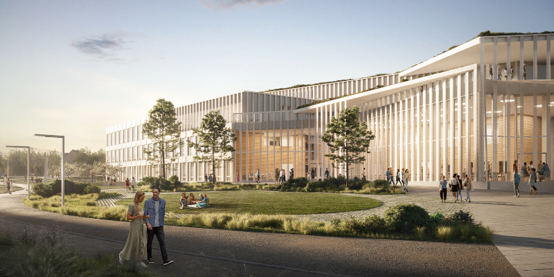 Arkkitehtitoimiston hahmotelmakuva tulevasta lukiokampuksesta.